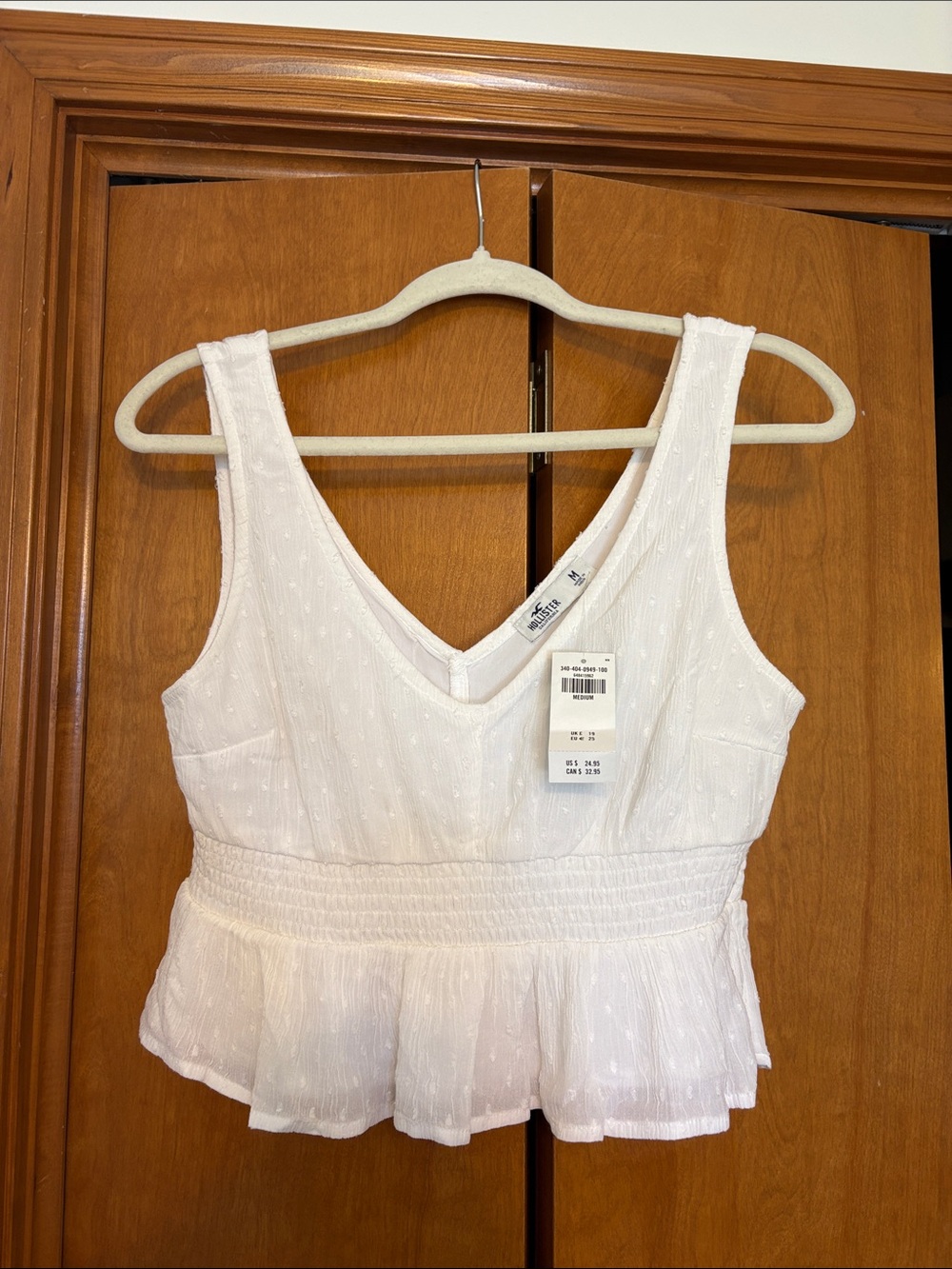 NWT Hollister White Women's Peplum Tank Top size Medium